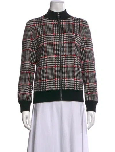 Pre-owned Akris Punto Virgin Wool Plaid Print Sweater In Black