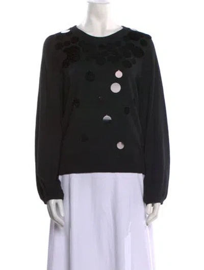 Pre-owned Akris Punto Virgin Wool Printed Sweater In Black