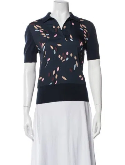 Pre-owned Akris Punto Virgin Wool Printed Sweater In Blue/white
