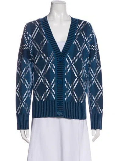 Pre-owned Akris Punto Virgin Wool Printed Sweater W/ Tags In Blue