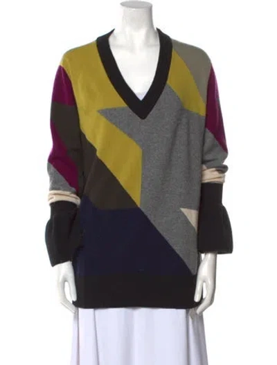 Pre-owned Akris Punto Virgin Wool Printed Sweater In Yellow