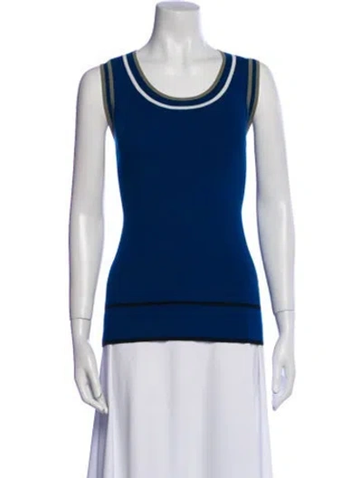 Pre-owned Akris Punto Virgin Wool Scoop Neck Sweater In Blue