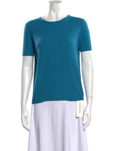 Pre-owned Akris Punto Virgin Wool Scoop Neck Sweater In Blue