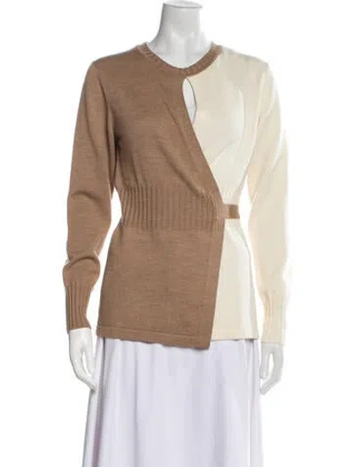 Pre-owned Akris Punto Virgin Wool Scoop Neck Sweater In Neutral