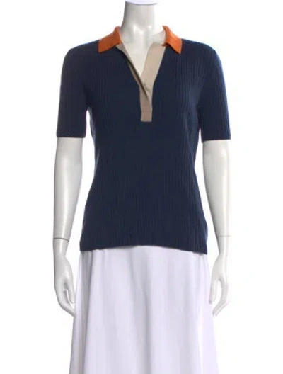 Pre-owned Akris Punto Virgin Wool Short Sleeve Polo In Blue