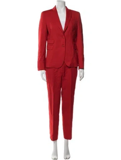 Pre-owned Akris Punto Virgin Wool Skirt Suit In Red