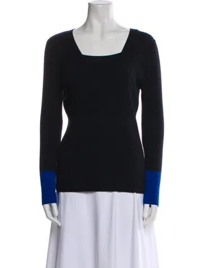 Pre-owned Akris Punto Virgin Wool Square Neckline Sweater In Black