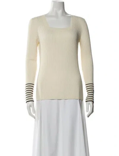 Pre-owned Akris Punto Virgin Wool Square Neckline Sweater In Neutral