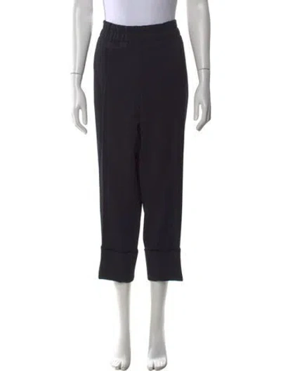 Pre-owned Akris Punto Virgin Wool Straight Leg Pants In Black