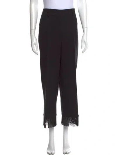 Pre-owned Akris Punto Virgin Wool Straight Leg Pants In Black