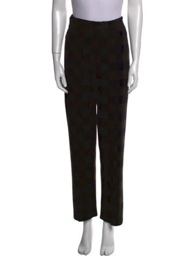 Pre-owned Akris Punto Virgin Wool Straight Leg Pants In Black/brown