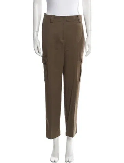 Pre-owned Akris Punto Virgin Wool Straight Leg Pants In Brown