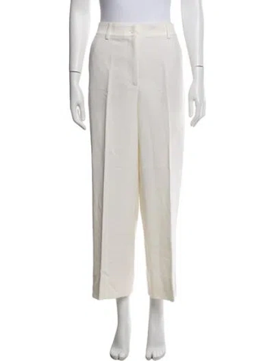 Pre-owned Akris Punto Virgin Wool Straight Leg Pants In White