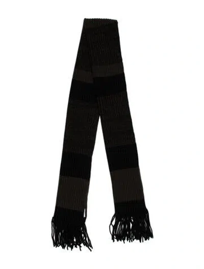Pre-owned Akris Punto Virgin Wool Striped Scarf In Black