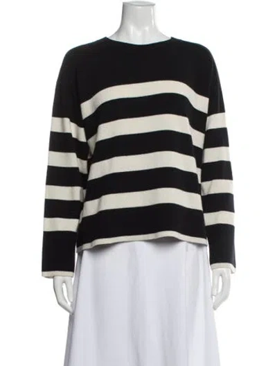 Pre-owned Akris Punto Virgin Wool Striped Sweater In Black