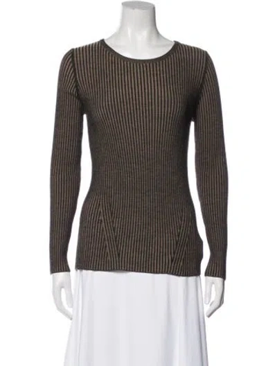 Pre-owned Akris Punto Virgin Wool Striped Sweater In Black