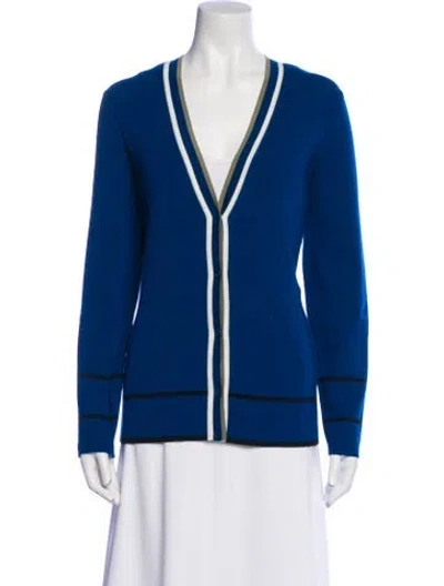 Pre-owned Akris Punto Virgin Wool Striped Sweater In Blue