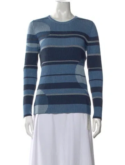 Pre-owned Akris Punto Virgin Wool Striped Sweater In Blue