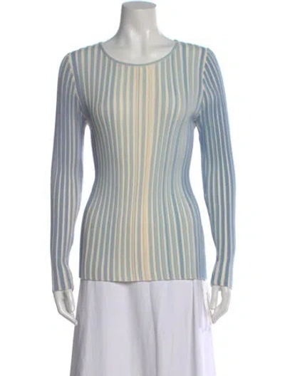 Pre-owned Akris Punto Virgin Wool Striped Sweater In Blue