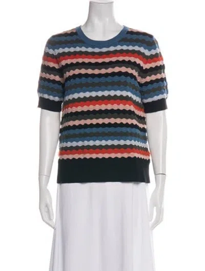 Pre-owned Akris Punto Virgin Wool Striped Sweater In Blue