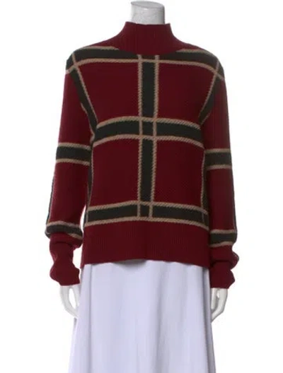 Pre-owned Akris Punto Virgin Wool Striped Sweater In Burgundy