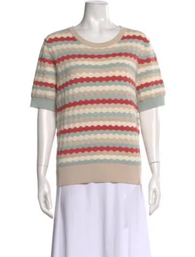 Pre-owned Akris Punto Virgin Wool Striped Sweater In Neutral