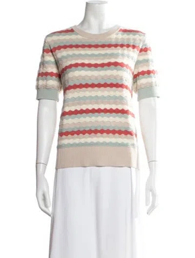 Pre-owned Akris Punto Virgin Wool Striped Sweater In Neutral