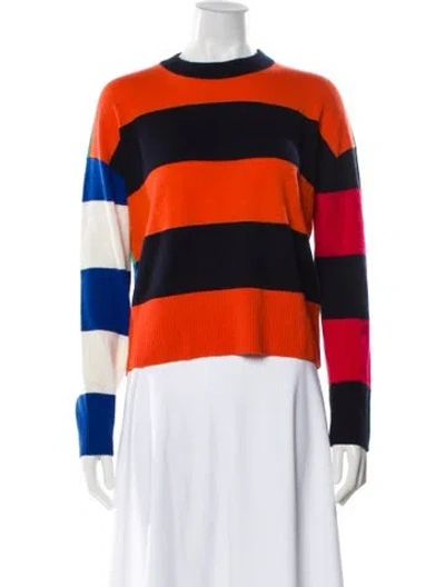 Pre-owned Akris Punto Virgin Wool Striped Sweater In Orange