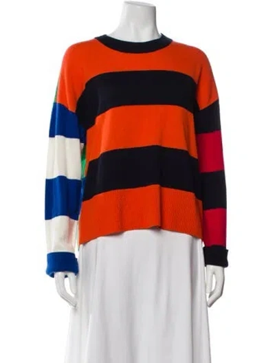 Pre-owned Akris Punto Virgin Wool Striped Sweater In Orange