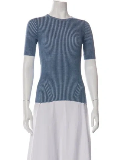 Pre-owned Akris Punto Virgin Wool Striped Sweater W/ Tags In Blue
