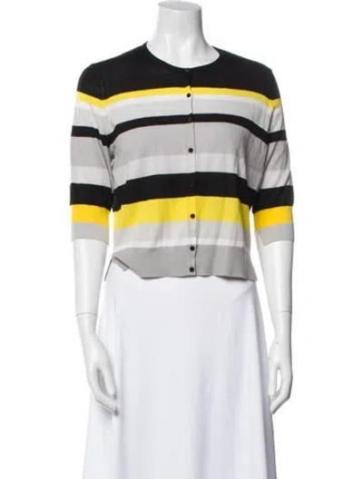 Pre-owned Akris Punto Virgin Wool Striped Sweater In White