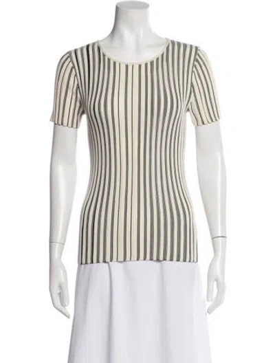 Pre-owned Akris Punto Virgin Wool Striped Sweater In White