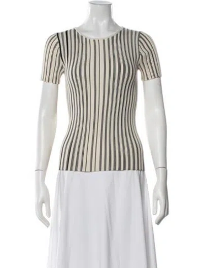 Pre-owned Akris Punto Virgin Wool Striped Sweater In White