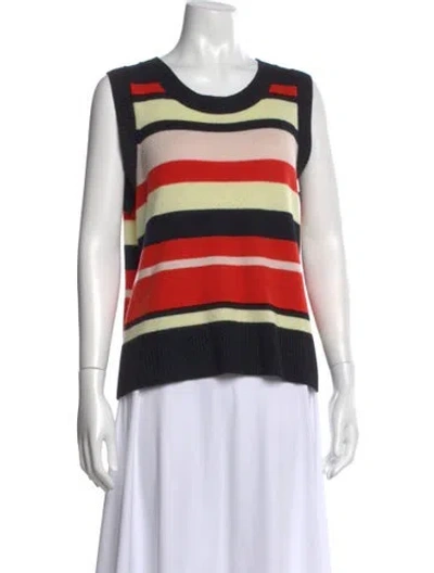 Pre-owned Akris Punto Virgin Wool Striped Sweater In Yellow
