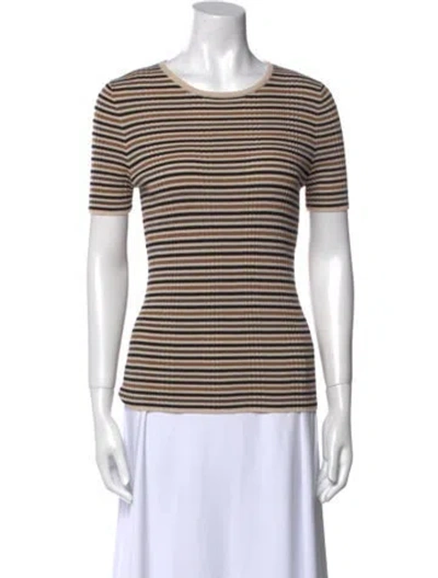 Pre-owned Akris Punto Virgin Wool Striped T-shirt W/ Tags In White