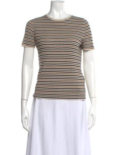 Pre-owned Akris Punto Virgin Wool Striped T-shirt In White