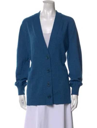 Pre-owned Akris Punto Virgin Wool V-neck Sweater In Blue