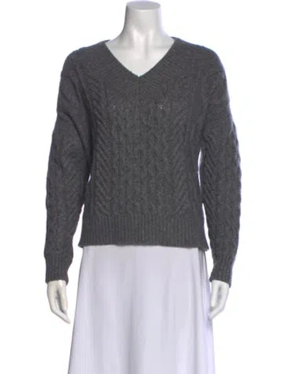 Pre-owned Akris Punto Virgin Wool V-neck Sweater In Gray