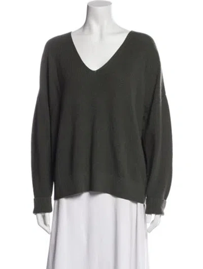 Pre-owned Akris Punto Virgin Wool V-neck Sweater In Gray