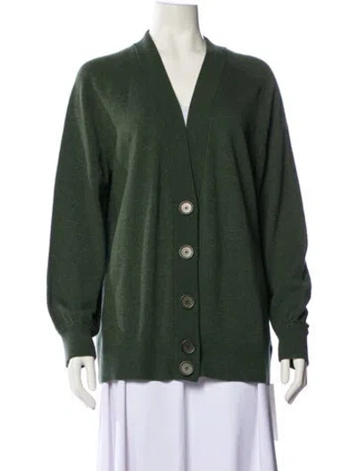 Pre-owned Akris Punto Virgin Wool V-neck Sweater In Green