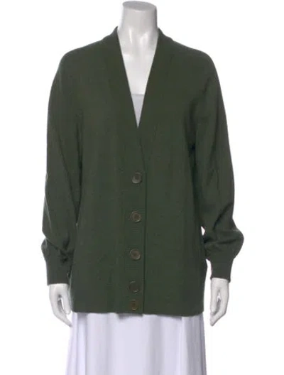 Pre-owned Akris Punto Virgin Wool V-neck Sweater In Green