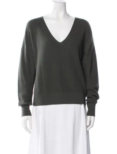 Pre-owned Akris Punto Virgin Wool V-neck Sweater In Green