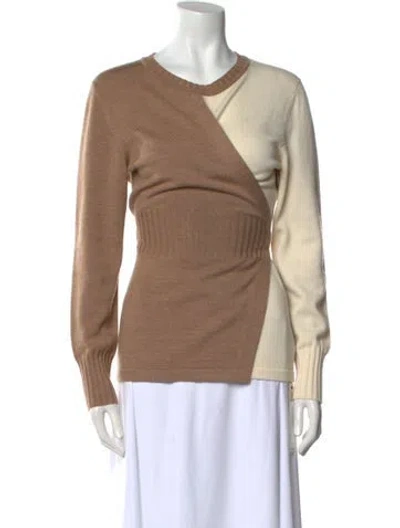 Pre-owned Akris Punto Virgin Wool V-neck Sweater In Neutral