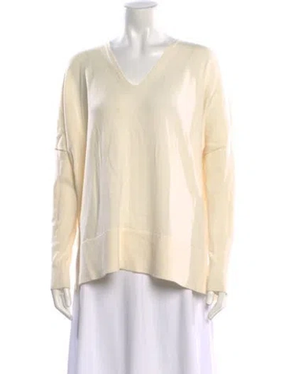 Pre-owned Akris Punto Virgin Wool V-neck Sweater In Neutral