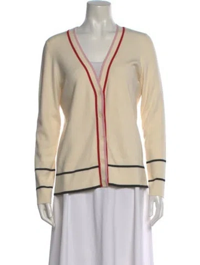 Pre-owned Akris Punto Virgin Wool V-neck Sweater In Neutral