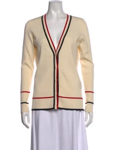 Pre-owned Akris Punto Virgin Wool V-neck Sweater In Neutrals