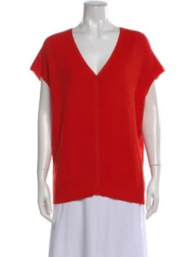 Pre-owned Akris Punto Virgin Wool V-neck Sweater In Red