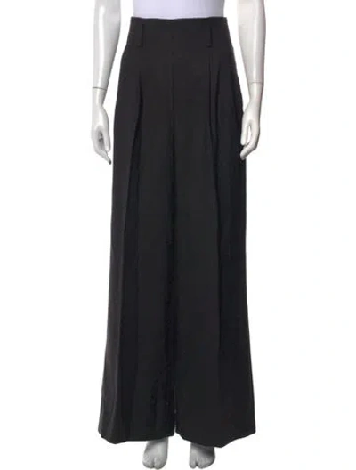 Pre-owned Akris Punto Virgin Wool Wide Leg Pants In Black