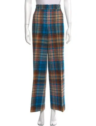 Pre-owned Akris Punto Virgin Wool Wide Leg Pants In Blue