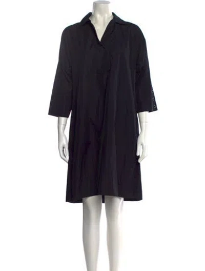 Pre-owned Akris Punto V-neck Knee-length Dress In Black